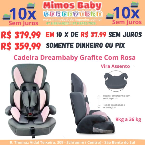 Cadeirinha para Carro Dreambaby Grafite Rosa de 9 a 36 kg - Styl