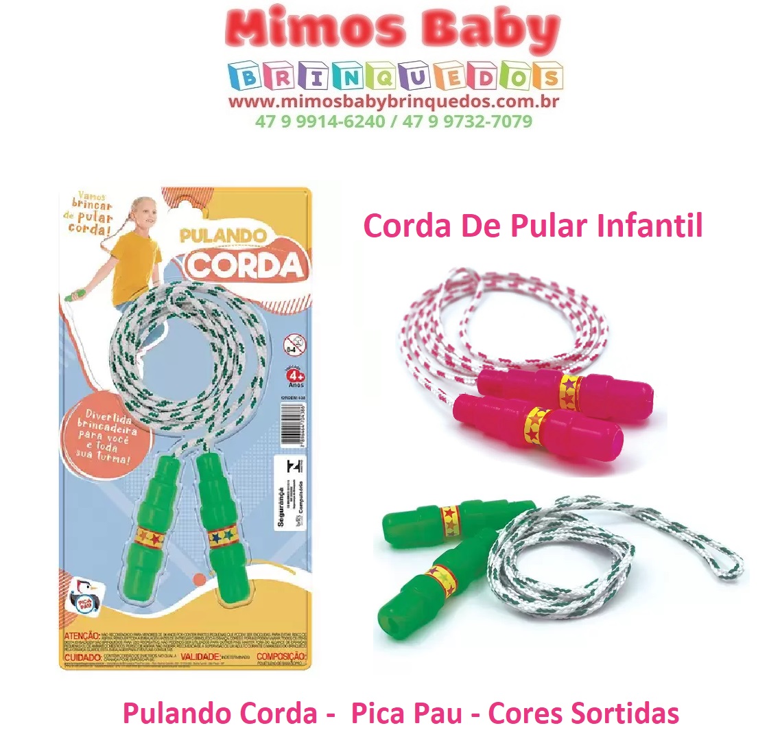 Corda De Pular Infantil – Pulando Corda – Pica Pau – Cores Sortidas – Maior  Loja de Brinquedos da Região