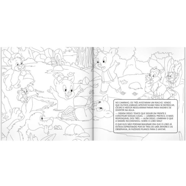 Livro Contos Clássicos Para Colorir com Historia  Os três Porquinhos - Todolivro - Image 3