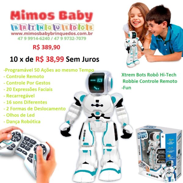 Xtrem Bots Robô Hi-Tech Robbie Controle Remoto Fun