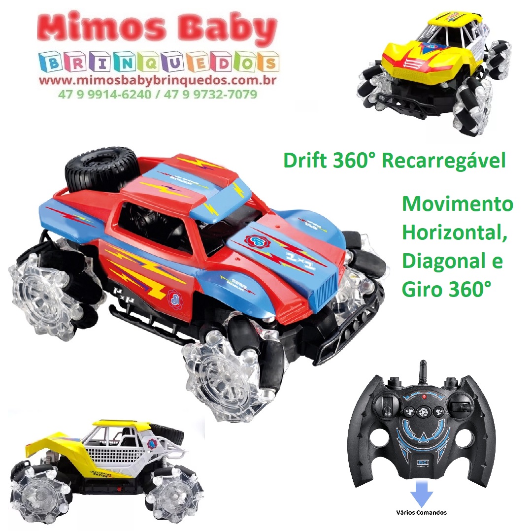 Brinquedo Infantil Carrinho de Controle Com Luz e Drift 360