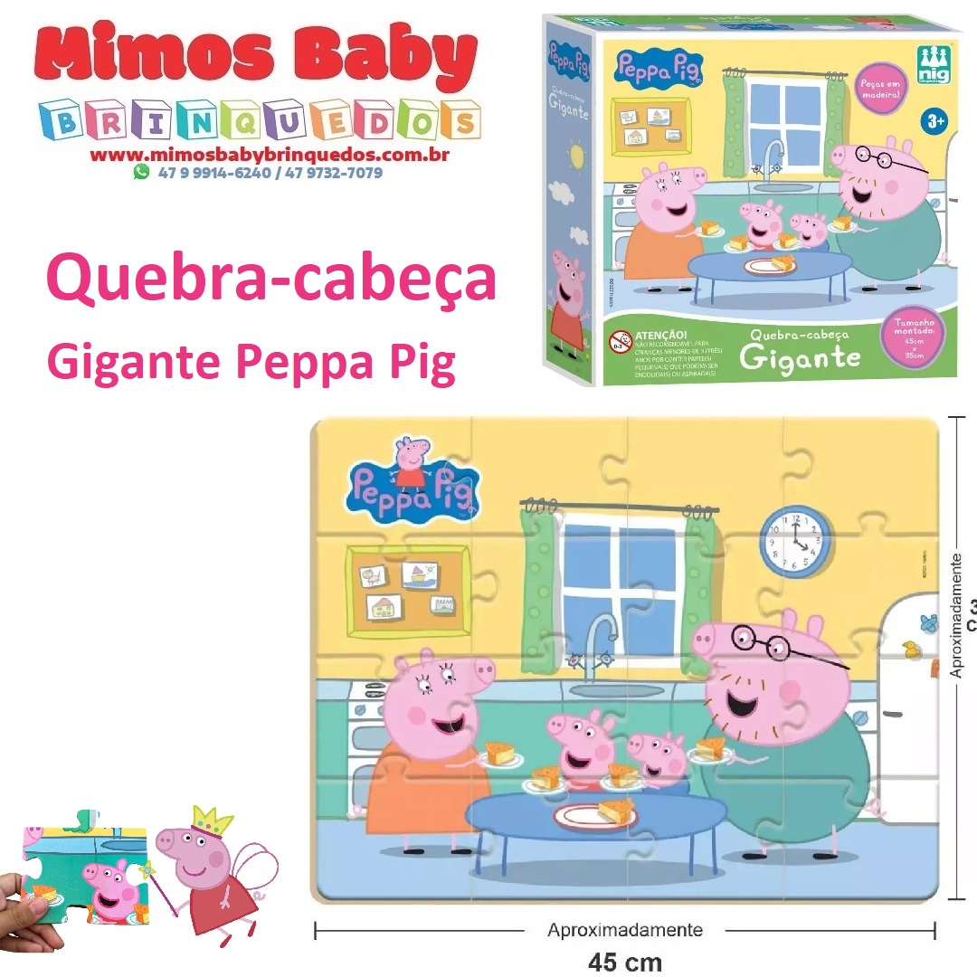 Jogo Educativo Quebra Cabeça Em Madeira Porquinhos Pink - A sua