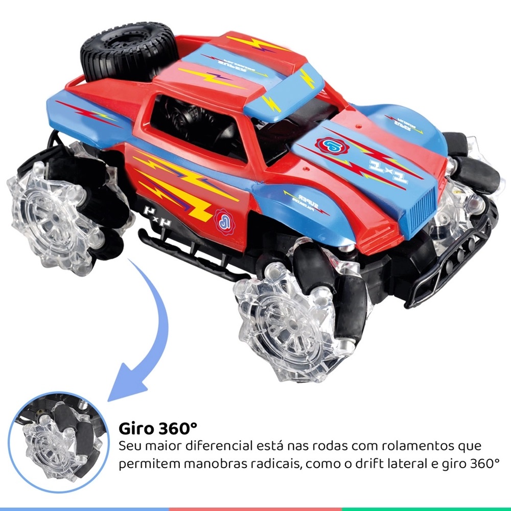 Brinquedo Infantil Carrinho de Controle Com Luz e Drift 360° Recarregável  Drifter 2.0