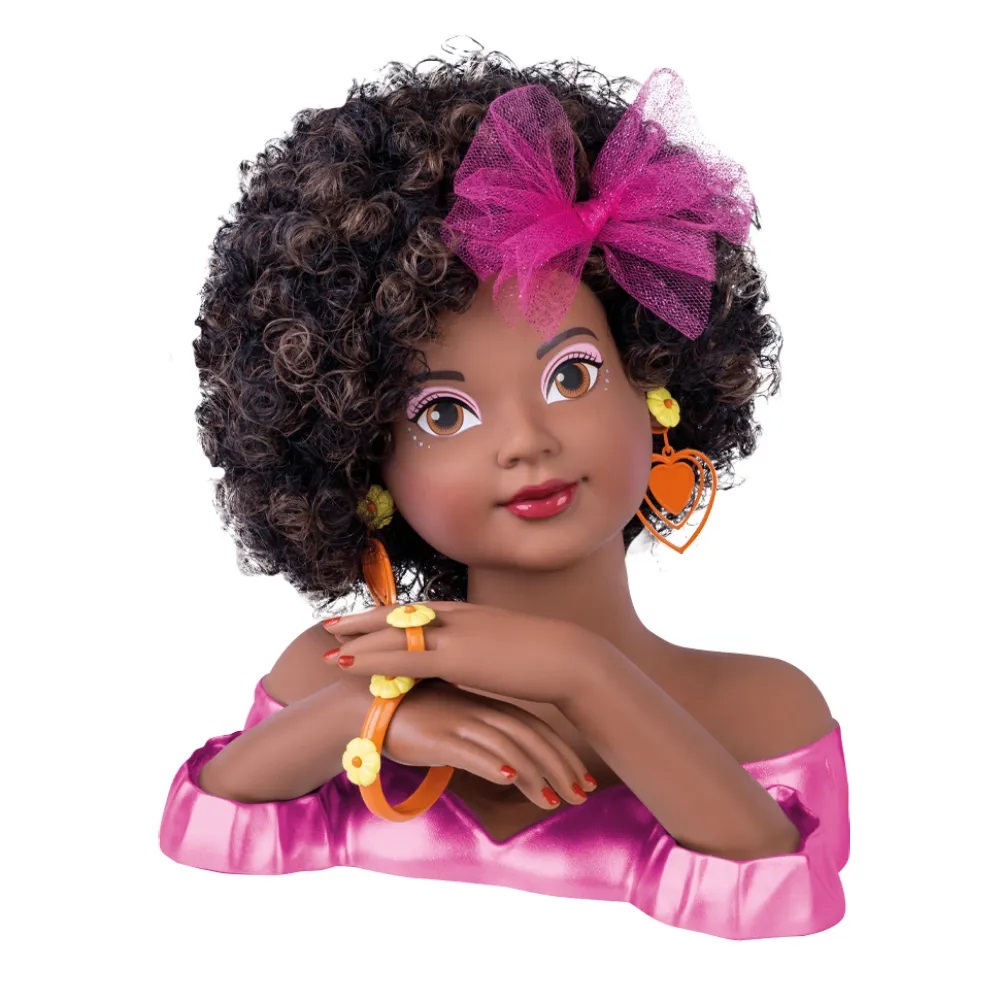 Boneca busto com acessórios sparkle girlz, cabeça para pente e