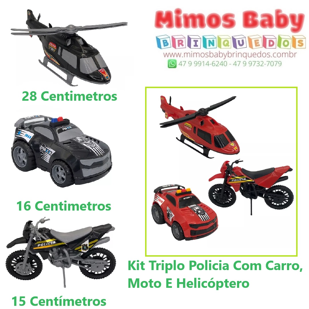 Kit Infantil Carrinho Moto Helicóptero Triplo BS