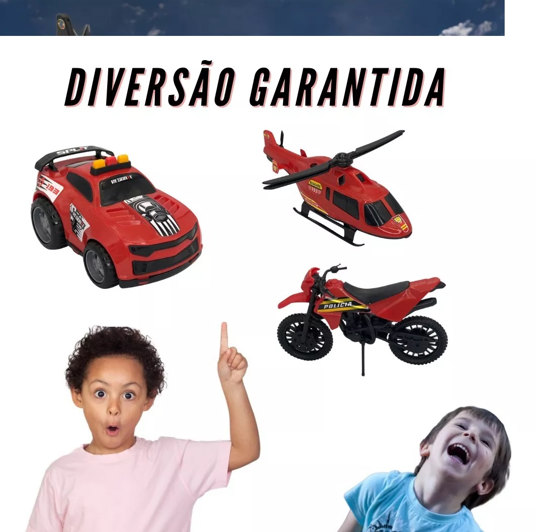Kit Infantil Carrinho Moto Helicóptero Triplo BS