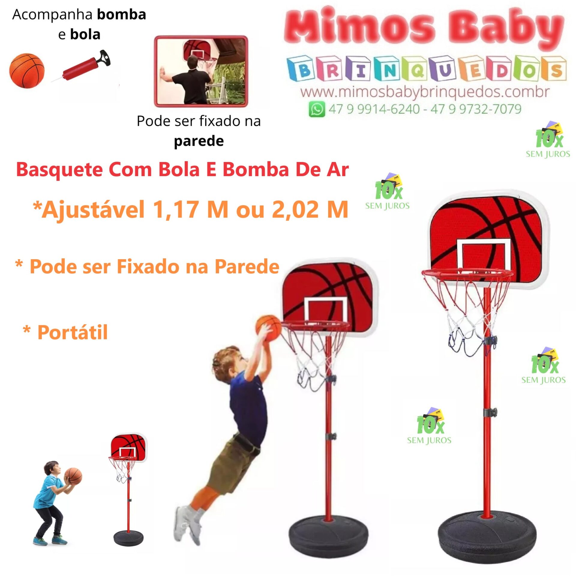 Jogo De Basquete Basket Ball Cesta Com 60 Bolinhas Brinquedo