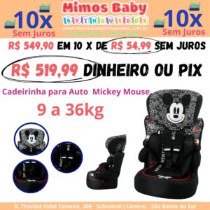 Cadeirinha para Auto Team Tex Disney - Kalle Mickey Mouse Typo 9 a 36kg