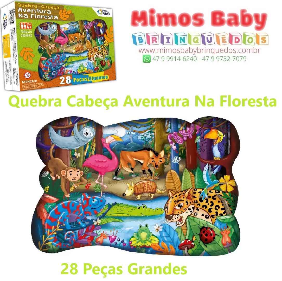 Quebra Cabeça Infantil Animais Bichos Floresta 60 Peças Pais e