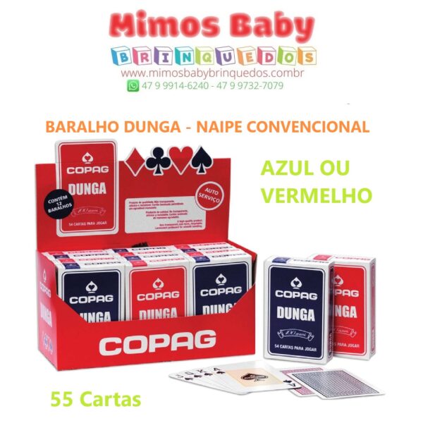 BARALHO DUNGA AZUL OU VERMELHO -  NAIPE CONVENCIONAL  - 55 Cartas