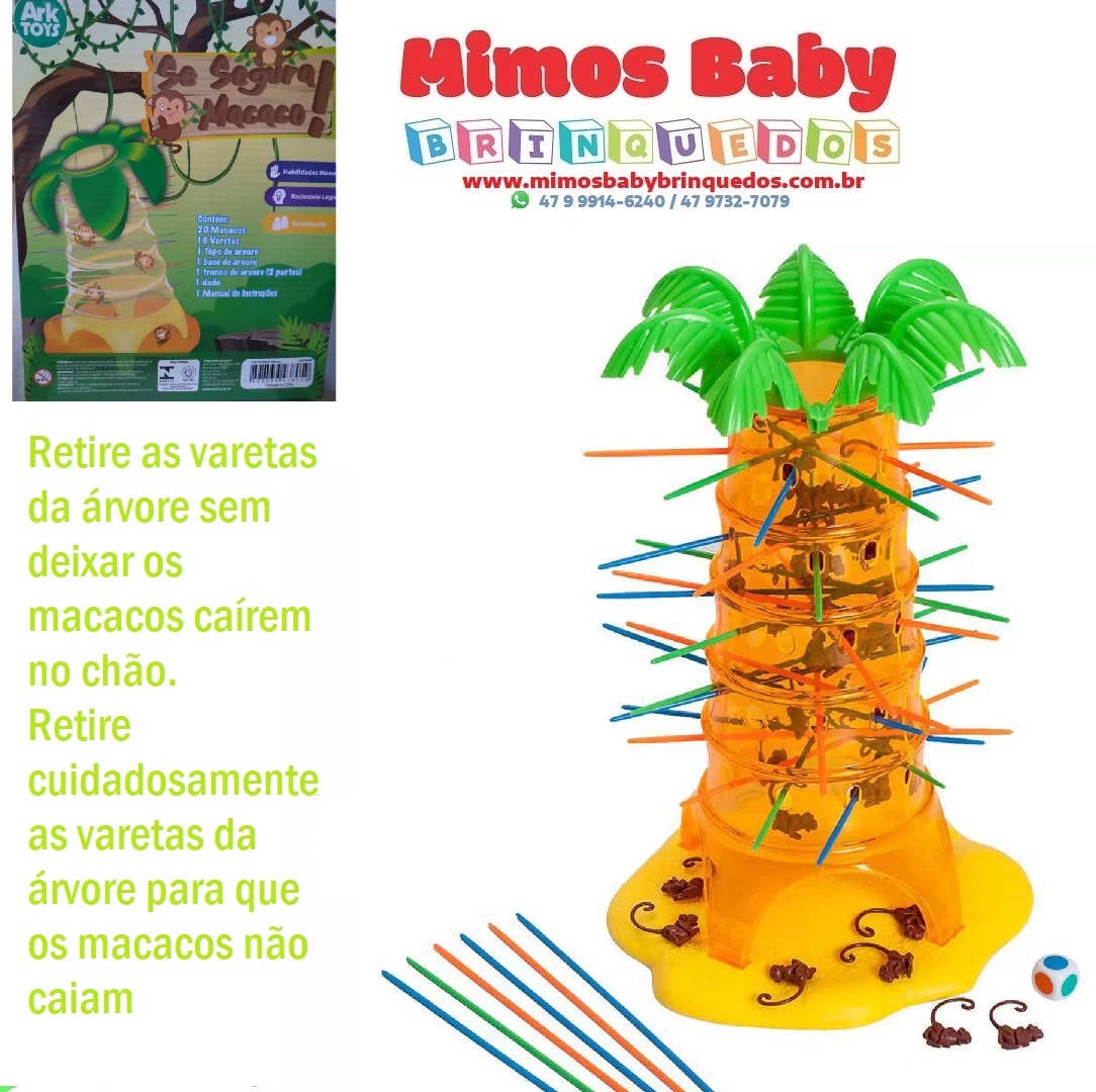 Jogo Educativo De Brinquedo Cada Macaco No Seu Galho Infantil Joguinho De  Tirar Varetas Árvore De Macacos Com Roleta Para Crianças Colorido Menina  Menino Didático Selo Inmetro Brinquedos Art Brink