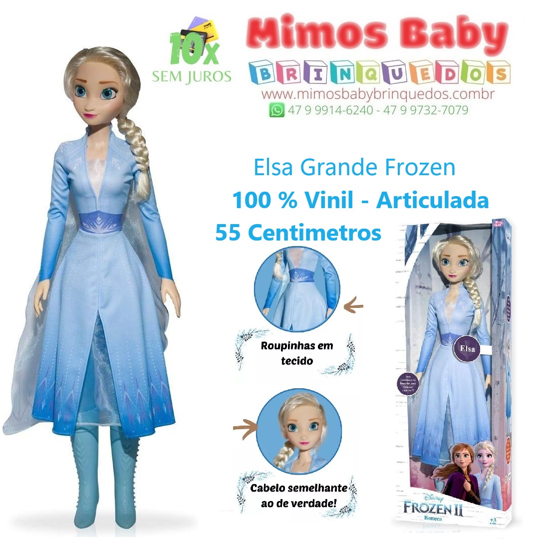 Boneca Gigante Elsa Frozen II 80cm Disney Baby Brink em Promoção é