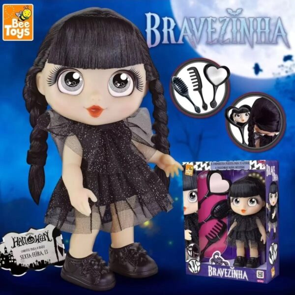 Boneca Bravezinha Com Acessorios Escova E Espelho Bee Toys - Wandinha - Image 9