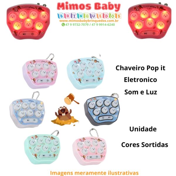 Chaveiro Pop It Eletrônico com som e luz