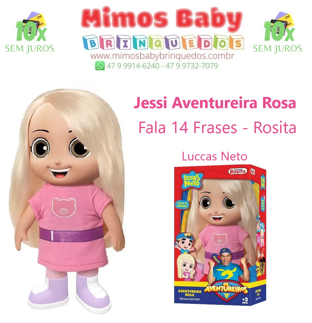 Boneca Aventureira Rosa Com 14 Frases Luccas Neto Lançamento