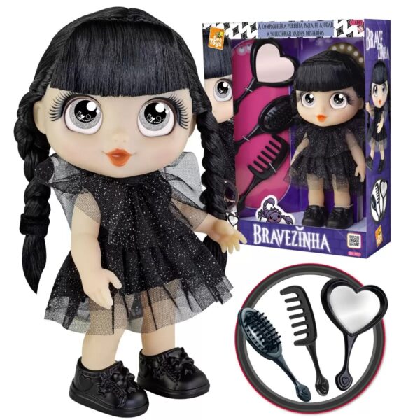 Boneca Bravezinha Com Acessorios Escova E Espelho Bee Toys - Wandinha - Image 4
