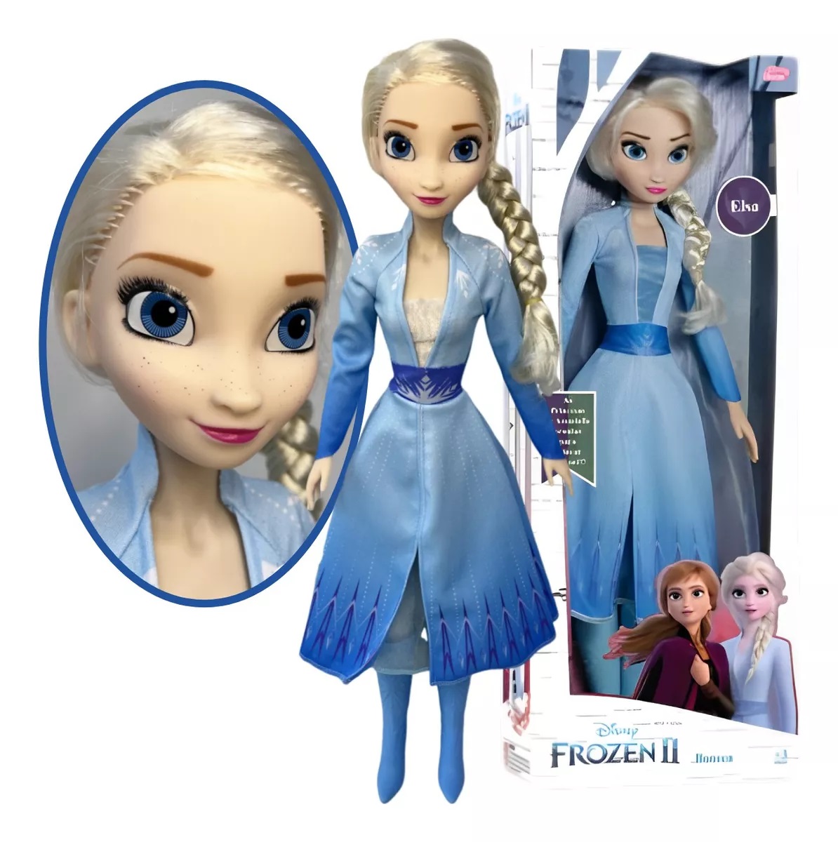 Boneca Elsa Grande Frozen 55cm Disney Original Baby Brink