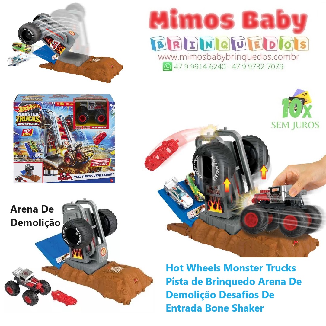 Pista Hot Wheels com Carrinho - Arena De Demolição Desafios De Entrada Bone  Shaker - Monster Trucks - Arena Smashers - Mattel - superlegalbrinquedos