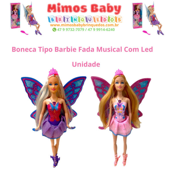 Boneca Tipo Barbie Borboleta Fairytopia Fada Musical Com Led