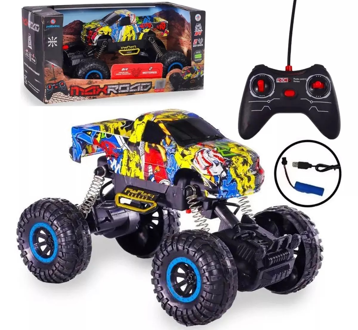 Carrinho de Controle Remoto - Monster Truck - 7 Funções - Sortido -  Polibrinq