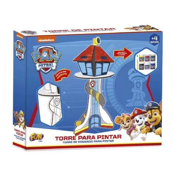 Casinha Patrulha Canina Torre Para Pintar - Madeira - Quebra Cabeça 3D  - Incluso Pincel e 6 Tinta Guache - Image 2