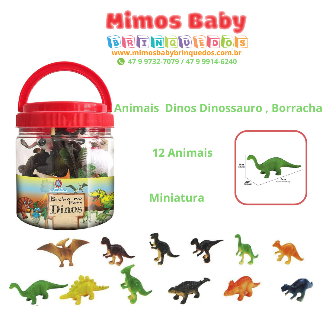 Miniaturas Bicho No Pote Dinossauro - 2319 - Polibrinq - Real