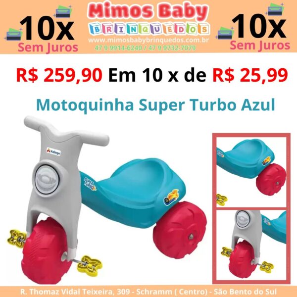 Triciclo  Motoca Infantil Super Turbo Azul -