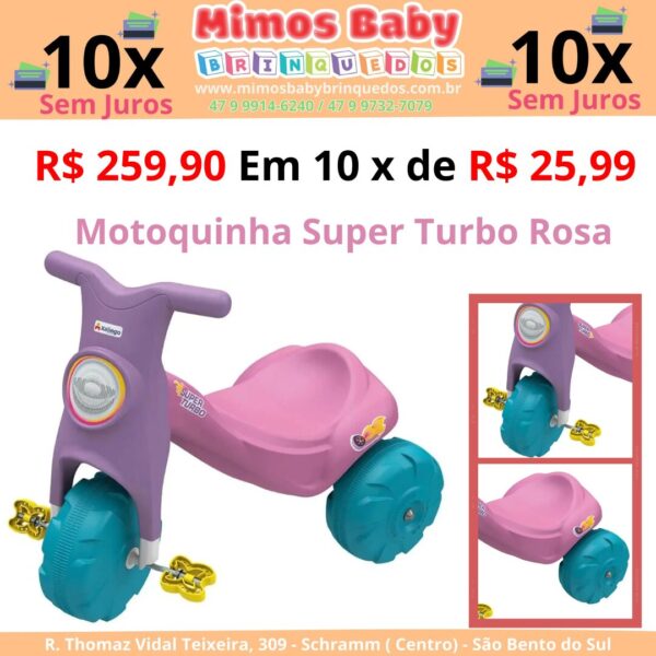 Triciclo Motoca Infantil Super Turbo Rosa