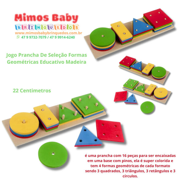 Jogo Prancha De Seleção Formas Geométricas Educativo Madeira