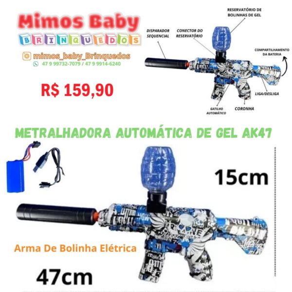 Metralhadora Automática De Gel Ak47 Arma De Bolinha Elétrica