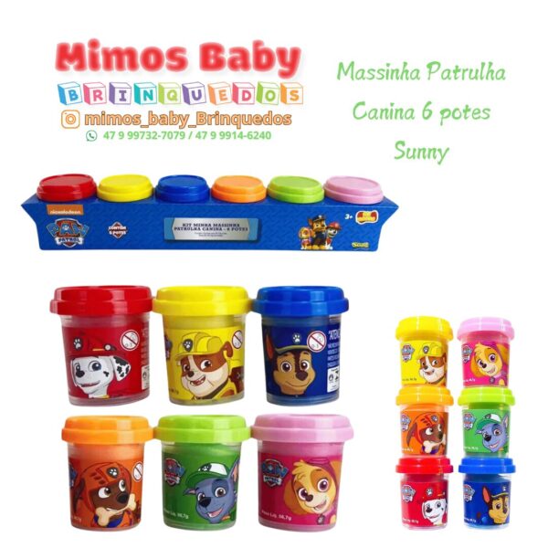 Massinha Patrulha Canina 6 potes Sunny