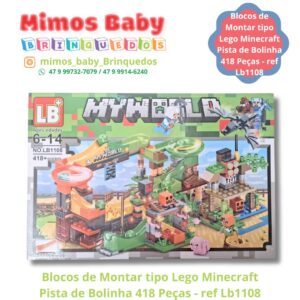 Blocos de Montar tipo Lego Minecraft Pista de Bolinha 418 Peças - ref Lb1108