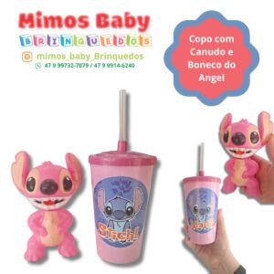 Copo com Canudo e Boneco Rosa