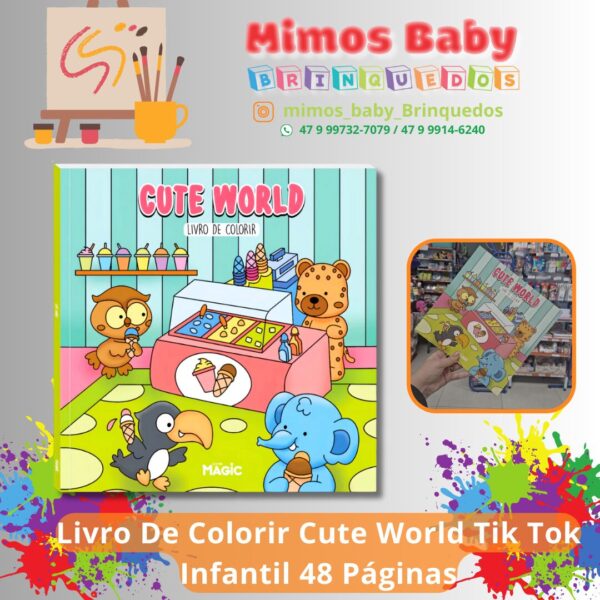 Livro De Colorir Cute World Tik Tok Infantil 48 Páginas
