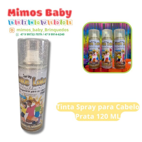 Tinta Spray para Cabelo Prata 120 ML