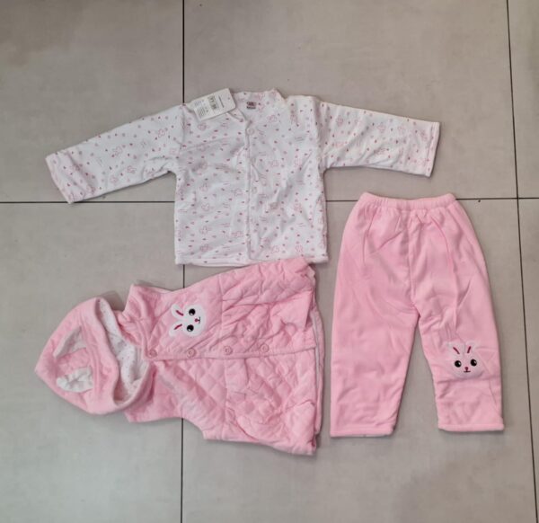 Conjunto 3 Peças Grosso - Calça , Colete e Casaco , Coelho, Rosa Claro Tamanho 2 - Image 3
