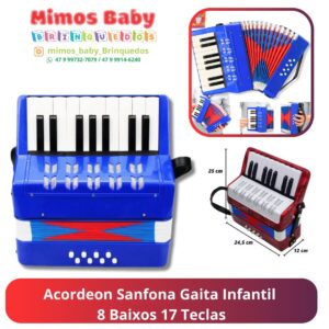Acordeon Sanfona Gaita Infantil  8 Baixos 17 Teclas