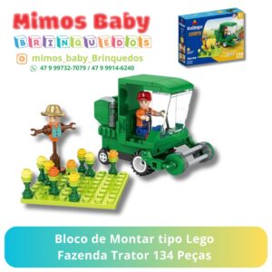 Bloco de Montar tipo Lego  Fazenda Trator 134 Peças