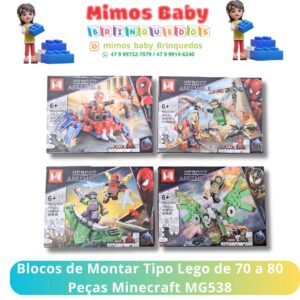 Blocos de Montar Tipo Lego de 70 a 80 Peças Minecraft MG538