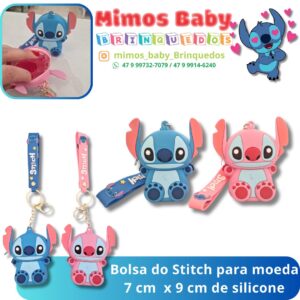 Bolsa do Stitch para moeda 7 cm  x 9 cm de silicone