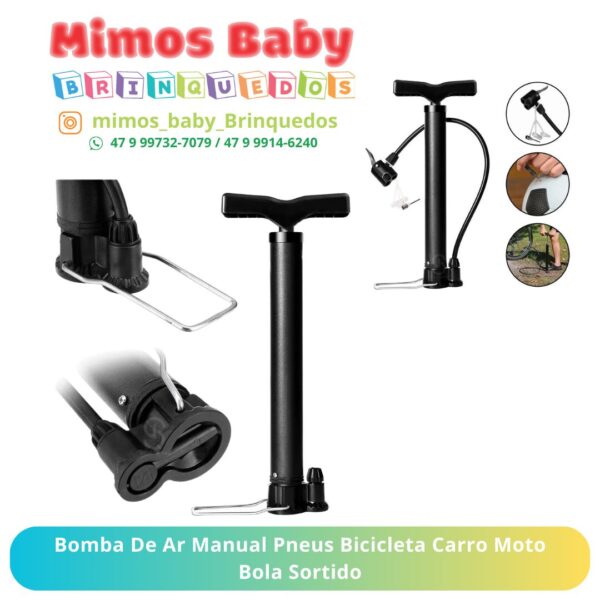 Bomba De Ar Manual Pneus Bicicleta Carro Moto Bola Sortido