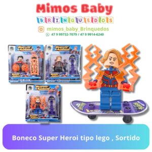 Boneco Super Heroi tipo lego , Sortido