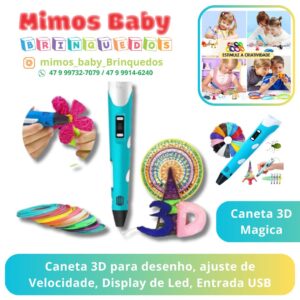 Caneta 3D para desenho, ajuste de Velocidade, Display de Led, Entrada USB
