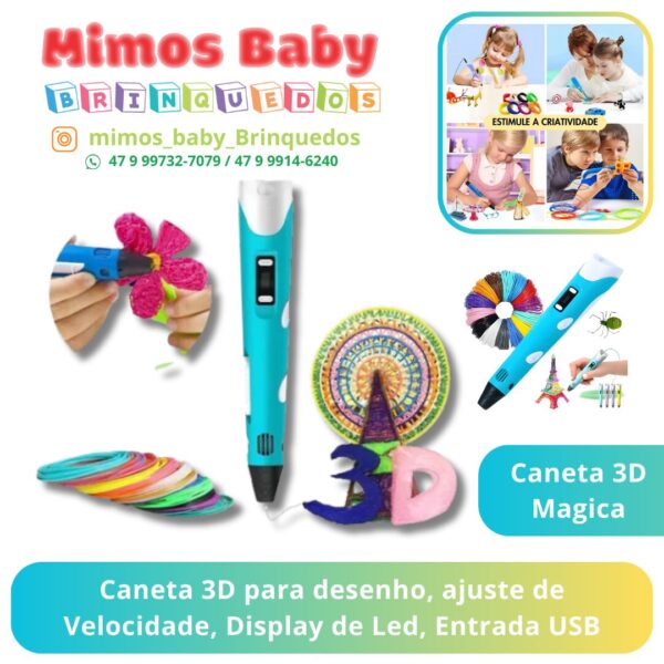Caneta 3D para desenho, ajuste de Velocidade, Display de Led, Entrada USB