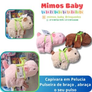 Capivara em Pelucia Pulseira de braço , abraça o seu pulso