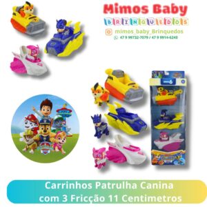 Carrinhos Patrul  com 3 Fricção 11 Centimetros