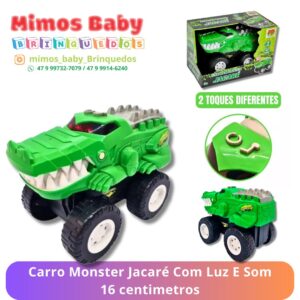 Carro Monster Jacaré Com Luz E Som 16 centimetros
