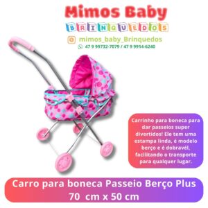 Carro para boneca Passeio Berço Plus 70  cm x 50 cm