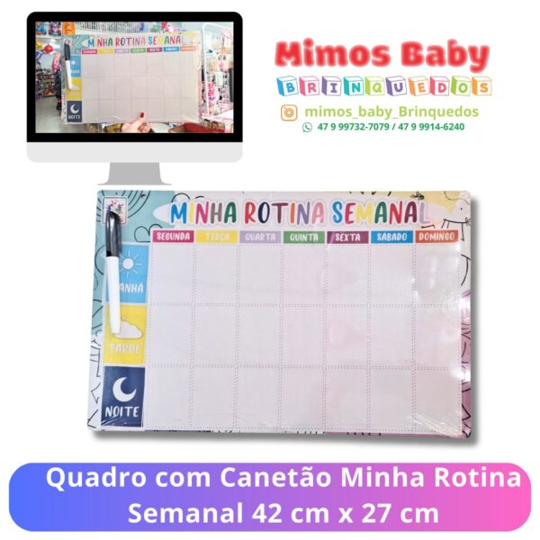 Quadro com Canetão Minha Rotina Semanal 42 cm x 27 cm
