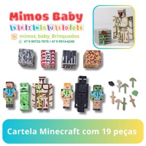 Cartela Minecr Personagem com 19 peças
